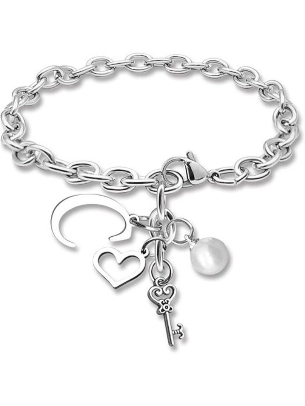 Letter C Initial Bracelet Stainless Steel Chain Bracelet Alphabet